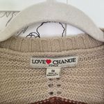 Chevron print knit open long cardigan Tan Size 1X Photo 3