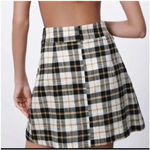 ZARA  Plaid Mini Skirt Wrap With Tie Black Tan Photo 1
