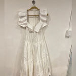 NEW Area Crystal Trim Poplin Dress Size Small White Photo 2