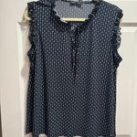 Tommy Hilfiger BLOUSE NAVY BLUE WHITE POTS SLEEVELESS TOP SIZE L Photo 2