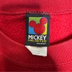 Vintage Mickey Made In USA Embroidered Christmas Crewneck Sweatshirt Size Medium Red Photo 2