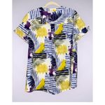 Chico's Chico’s Costa Collage Short Ruffle Sleeve Tunic Blouse Amparo Blue Pattern Med Photo 1