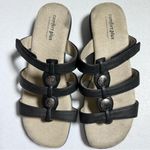 Comfort Plus by Predictions 7W Black Faux Leather Slide Sandals Photo 2