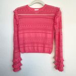 MISA Los Angeles Pink Crochet Long Sleeve Sweater Photo 5