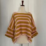 By Together  Boxy Cropped Oversized Striped Ribbed Short Sleeve Sweater Size S/M Photo 1