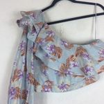 Urban Outfitters  Kate One Sleeve Crop Top Large Blue Floral Ruffle Photo 3