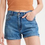 American Eagle “mom shorts” denim Jean cuffed high rise waist medium wash Photo 7
