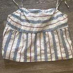 SheIn Blue Striped Babydoll Tie Strap Crop Top Size L Photo 1