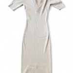 Caroline Constas Ribbed Knit Midi Dress Cream Tan Size M Photo 1