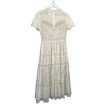 NWT Böhme Short Sleeve Lace Midi Dress Ivory Size Small White Photo 6