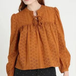 Madewell  Eyelet Tie-String Long Sleeve Blouse Top size XS See pictures for dimen Photo 0