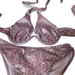 Pink Animal Print Bikini Set Halter Top Swimsuit Sexy Beach Wear Small Photo 1
