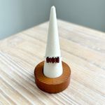 Vintage Sterling Silver 925 Three Stone Emerald Cut Garnet Ring Size 6.75 Red Photo 1