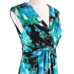 Jones Studio Dress Blue Green Floral 8 V-Neck Sleeveless Side Zip New Photo 10