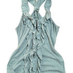 Mine Sexy Ruffled Zip Up Tank Top Size Large Blue Photo 0