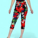 Vintage Y2K T.X.Y.Z Red Green Tropical Plants Floral High Rise Capri Pants Multiple Size XS Photo 6