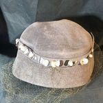 Vintage Genuine Velour Gray Hat with Veil & Beaded Trim Size 22 Photo 0