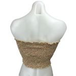 Brandy Melville  Cream Floral Ruffle Smocked Strapless Tube Crop Tank Top Size 32 Photo 1