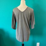 POL Gray V-Neck Top 3/4 Sleeves Basic Solid Casual Tee Womens Size S Photo 2