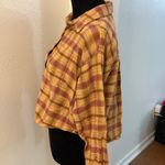 American Eagle  Distressed Oversized Long Sleeve Flannel Button Up Shirt Photo 3