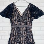 BB Dakota Black Floral Lace Tan Lining Sleeve Overlay Flare Dress Womens 4 NWT Photo 5