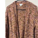 J.Jill Petite Cardigan Sweater Textured Knit Brown Purple Multi Color M Photo 1