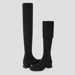 Vivaia Madeline Pro Black Wool Knit OTK Water RPT Block Heel Sock Boots 9 Photo 3