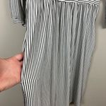 Merokeety  Midi Dress Womens Large Black White Stripe 3/4 Sleeve‎ Pockets Stretch Photo 5