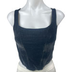 Medusa Women's Black Faux Suede Sleeveless Squareneck Crop Corset Tank Top Sz M Size M Photo 0
