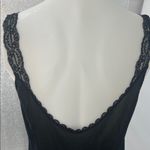 Vintage 1970s Montgomery Ward Elegant Black nylon sheer Lace Trim slip Dress Size M Photo 12