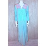 Vintage Jamie b maxi long sleeve nightgown pajamas sleepwear house dress small Blue Photo 4