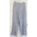 Tahari  Linen Pants Blue White‎ Striped Wide Leg Summer Casual Size 10 Photo 3