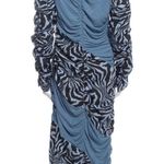 Ganni Ahluwalia X Collab Midi Dress Blue Ruched Animal Print Zebra Stripes 44 XL Photo 7