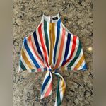 Tyche  Vici Halter Tank Rainbow Stripe Tie Front Size  Medium Keyhole front Photo 0
