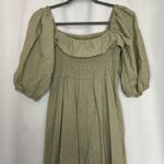 R Vivimos Womens Midi Dress Large 12/14 Sage Green Smocked Top Off Shoulder Photo 4