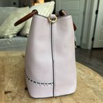 La Terre Light Purple Handbag with Wooden Handles/Long Strap Pink Photo 4