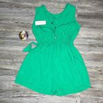 Bebop Women's Spring Green Sleeveless Tie Waist Crew Neck Romper sz Junior’s XXS Photo 2