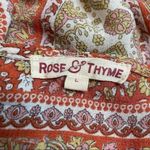 Rose & Thyme  Orange Printed Blouse Peplum Hem Size Large Boho Photo 3