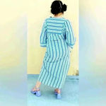 VTG SAYBURY Lightweight Lounge Rainbow STRIPED Half Zip ROBE/DRESSING GOWN Sz M Blue Size M Photo 2