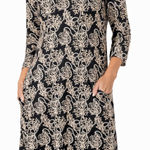 Lulu B Shift Travel Dress Womens 1X Black Beige Nautical Coral Rope Resort Beach Photo 0