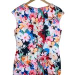 T Tahari Tahari pink watercolor floral scuba V neck cap sleeve midi sheath dress M NEW Photo 5