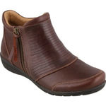 Taos Habit Ankle Boot Women's 7W Brunette Leather Round Toe Comfort Side Zip Brown Size 7 Photo 0