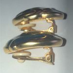 Vintage Satin Soft Gold Tone Navy Blue Enamel Retro Boho Clip On Earrings Photo 4