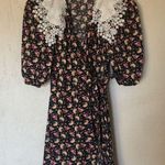 ASOS Design Wrap Front Mini Dress with Crochet Collar in playful floral Sz 2 Photo 0