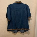 Vintage Blue Denim Shirt with Leopard and zebra Trim • Jean shirt • Jean jacket Size L Photo 2