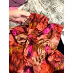 J.Crew  Red Pink Watercolor Silk Strapless Bow Dress Size 8 Photo 5