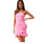 Hello Molly  Bright Pink Strapless Mini Dress Ruffle M 6 Party Date Night Photo 2