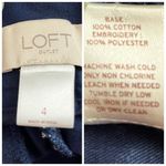Loft  Shorts Low Rise 4” Inseam Navy White Cotton Embroidered Women’s Size 4 Photo 4