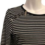 Michael Kors  Striped Zipper Long Sleeve Crewneck Tee Navy Blue White S M… Photo 1