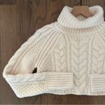 Cecilie Bahnsen Giselle Wool Alpaca Cableknit Turtleneck Crop Sweater Ivory XS/S White Photo 3